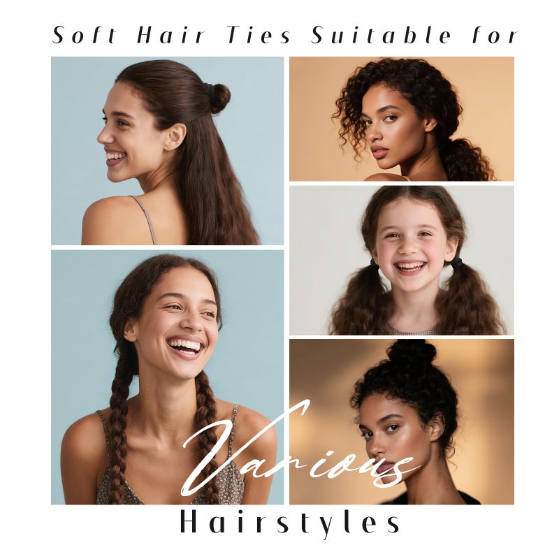 Dreamlover Hair Ties for Thick Hair, Hair Bands for Women's Hair, Ponytail Holders, Ouchless Black Hair Ties for Girls No Damage, 50 Pieces - Image 4